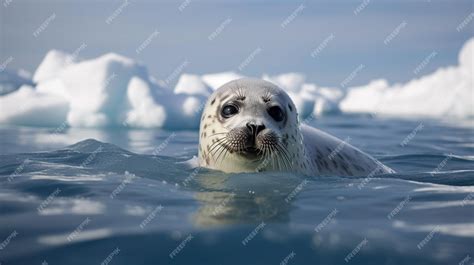 Premium AI Image | A seal swims in the water in the arctic.