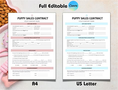 Fillable Puppy Sales Agreement Puppy Bill Of Sale Puppy Sales Contract