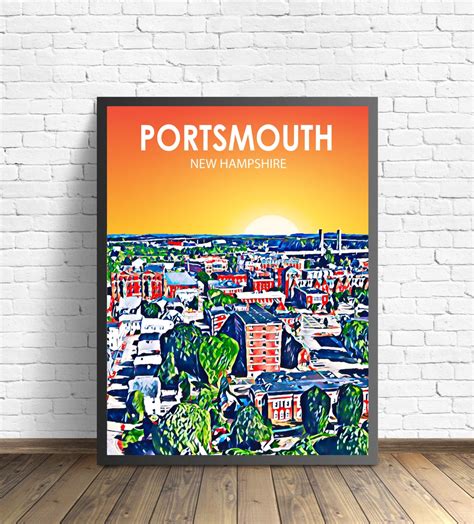 Portsmouth NH Art Poster, New Hampshire Sunset Landscape Poster Print ...