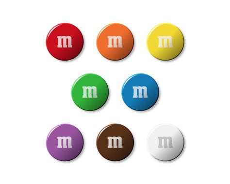 M&M Candy Magnets or Buttons Set Colors 8 Pieces - Etsy