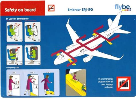 Flybe Airlines Embraer ERJ 190 SAFETY Card