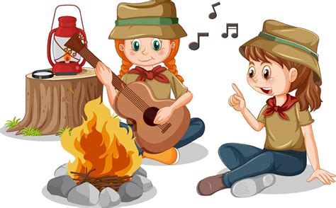 Camping Kids In Cartoon Style 13763991 Vector Art At Vecteezy