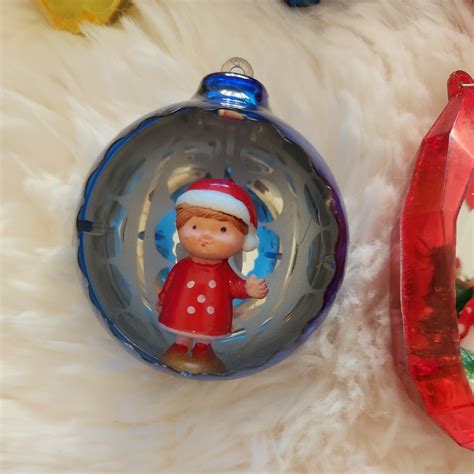 5 Vintage Jewel Brite Plastic 3d Diorama Christmas Ornaments Hexagon Ebay