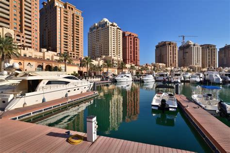 Marina At The Pearl In Doha Stock Image - Image of outdoors, yachts ...