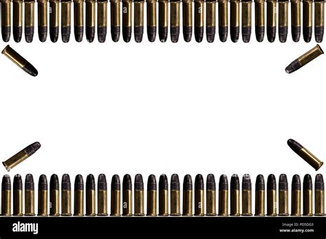 Bullets And Shell Bullets On White Background A Group Of 9mm Bullets