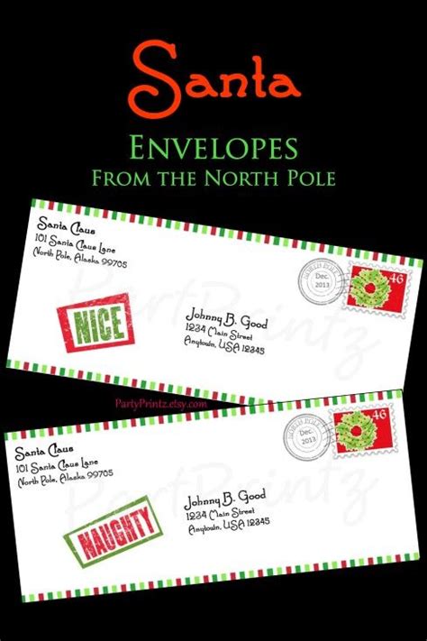 Printable Santa Envelope From His North Pole Workshop Custom Sant