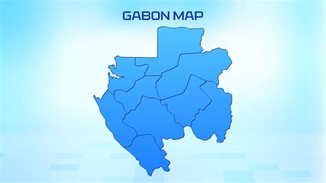 Mapa Detallado En Azul De Gabón Con Divisiones Administrativas De Los