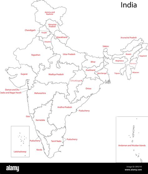 India Administrative Political Map Hi Res Stock Photography And Images