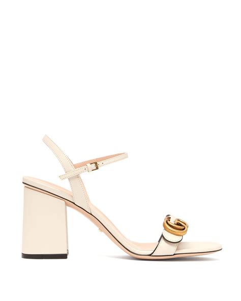 Gucci Gg Marmont Leather Block Heels In White Lyst