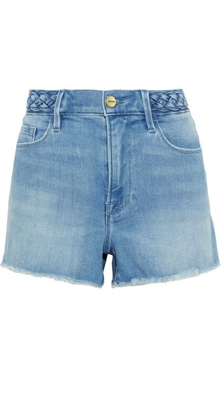 Jackie Goldschneiders Braided Waist Denim Shorts Big Blonde Hair