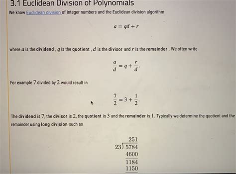 Solved 3.1 Euclidean Division of Polynomials We know | Chegg.com