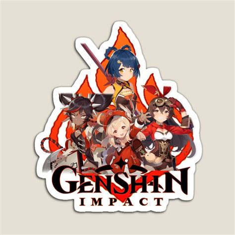 Genshin Impact Pyro Characters Magnet For Sale By Gabyshiny