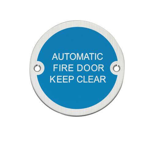 Bary Automatic Fire Door Keep Clear Sign Satin Stainless Newstar