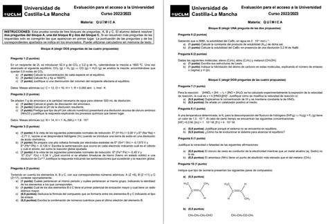 Selectividad QUÍMICA EvAU junio 2023 Castilla La Mancha Didactys