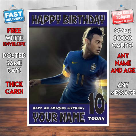 Neymar Bm1 Personalised Birthday Card - Celebrity-Facemasks.com