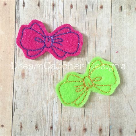 In The Hoop Fancy Bow Bobby Pin Felt Embroidery Design The Creative