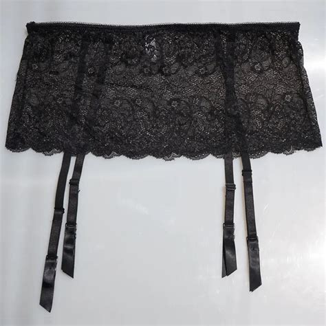 Women Garters Black Lace Garter Belt 4 Straps Metal Buckles Clips Sexy