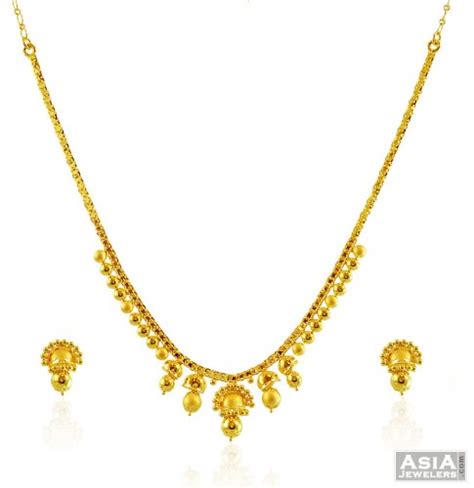 22k Gold Traditional Necklace Set Ajns58137 22k Gold Fancy Necklace