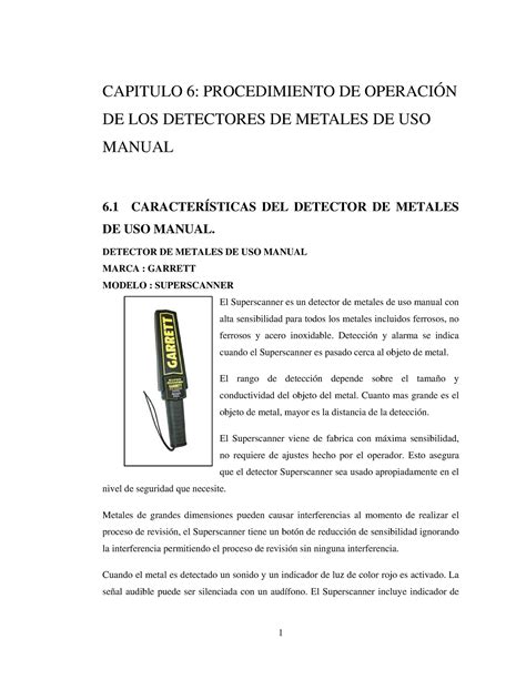 Protocolo Detector de Metales CAPITULO 6 PROCEDIMIENTO DE OPERACIÓN