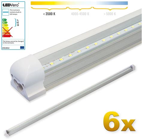 LEDVero 6x SMD LED Röhre 150 cm inklusive Fassung in warmweiss