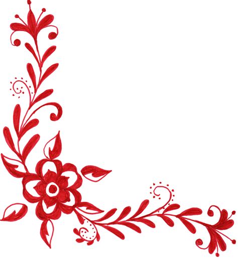 6 Red Flower Corner Ornament (PNG Transparent) | OnlyGFX.com