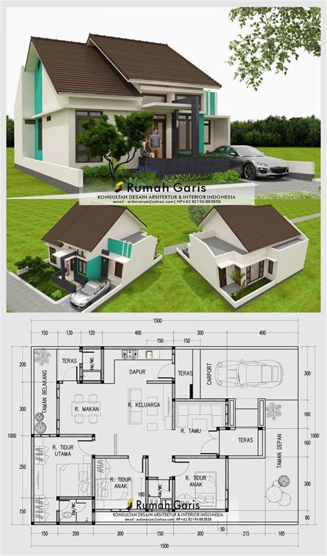 Desain Rumah Minimalis Tipe 90 Kapling 10x15 M 3 Kamar Tidur