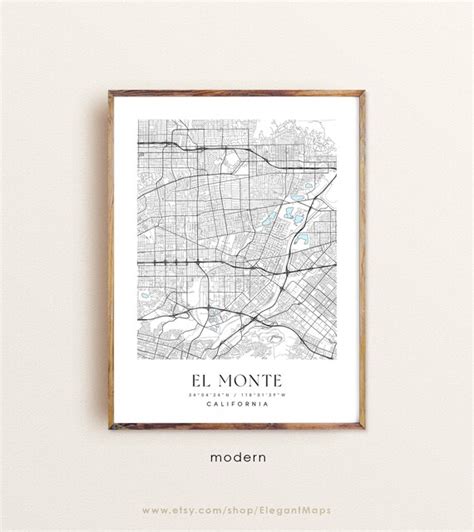 El Monte California Map El Monte CA Map El Monte City Print | Etsy