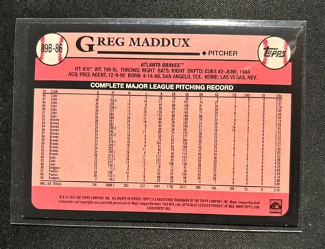 Greg Maddux Topps Series Th Anniversary Atlanta Braves