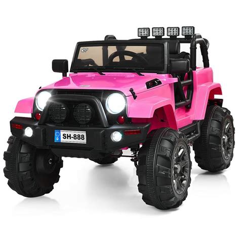 Costway 12 Volt Pink Kids Ride On Truck Car With Remote Control Mp3