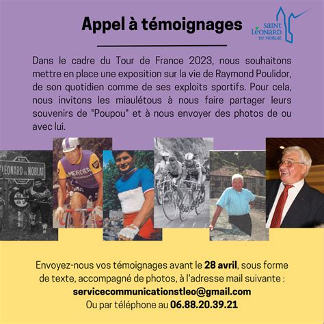 Appel T Moignage Raymond Poulidor Ville De Saint L Onard De Noblat