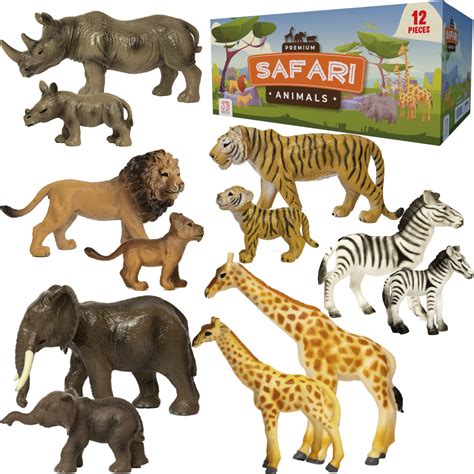 SB TOYS Premium Realistic Safari Zoo Wild Animals Set (12 Piece ...