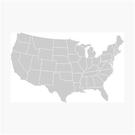 Hi Res Map Of The Continental Usa With States In Gray Color