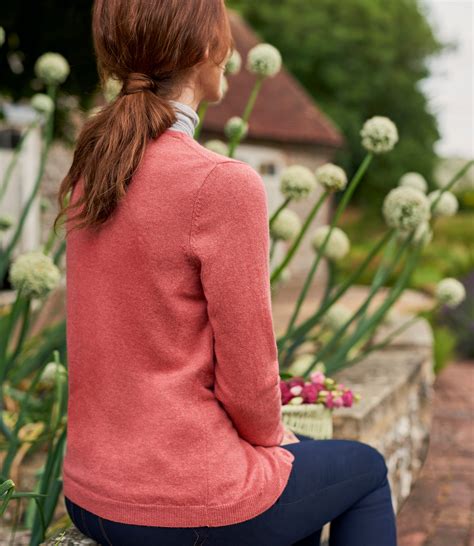 Raspberry Rose Cashmere Merino Classic V Neck Cardigan Woolovers Uk