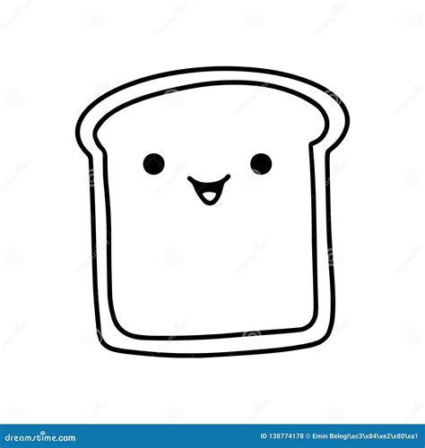 Cute Kawaii Illustration of Slice of Bread with Butter Stock ...