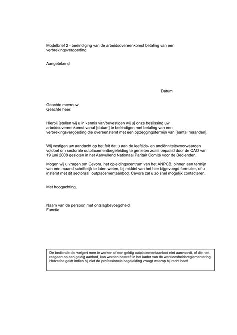 Modelbrief Be Indiging Van De Arbeidsovereenkomst