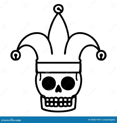 Black Line Tattoo of a Skull Jester Stock Vector - Illustration of drawing, medieval: 180327190