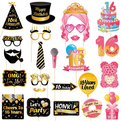 Abaodam 24pcs 16th Birthday Photo Booth Props Alre Grandado