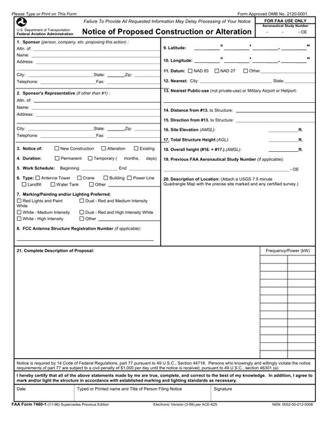 Faa Form 7460 1 Fill Out Printable PDF Forms Online