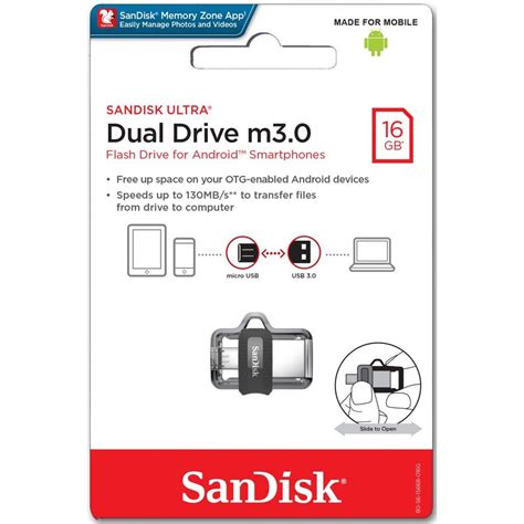 SanDisk Ultra Dual Drive m3 0 16GB แฟลชไดรฟ สำหรบ สมารทโฟน และ แทบ