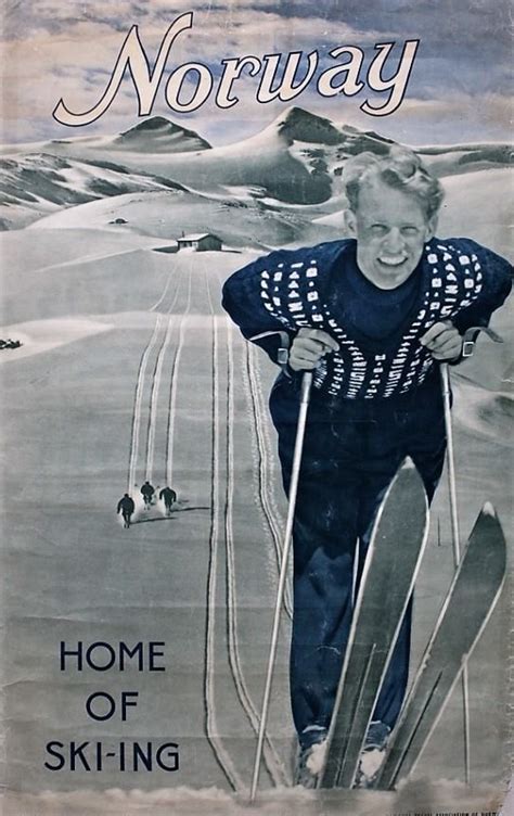 Norway Home Of Skiing Reiselivsplakat Fra Ca 1948 Vintage Ski