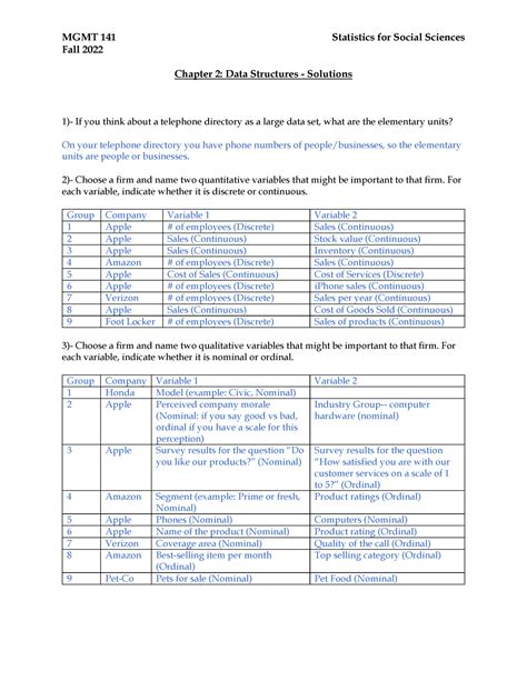 Handout Chapter 2 Solutions MGMT 141 Statistics For Social Sciences