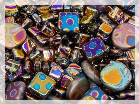 Oz G Mix Of Unique Czech Bohemia Glass Pressed Beads Different