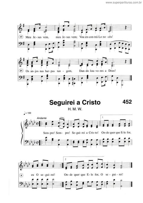 Super Partituras Seguirei A Cristo Harpa Crist