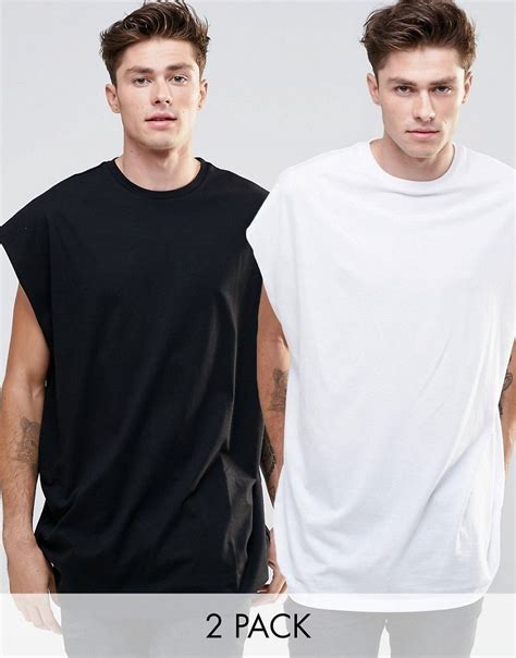 Asos 2 Pack Super Oversized Sleeveless T Shirt In Black White Save