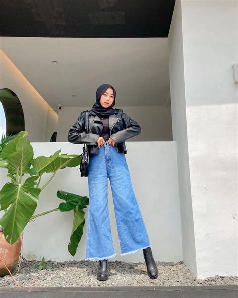 Pilihan Padu Padan Outfit Hijab Pakai Celana Kulot Jeans Dari Selebgram