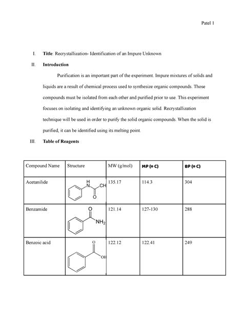 Pre Lab Complete Pre Lab Of Chem Including Introduction Table