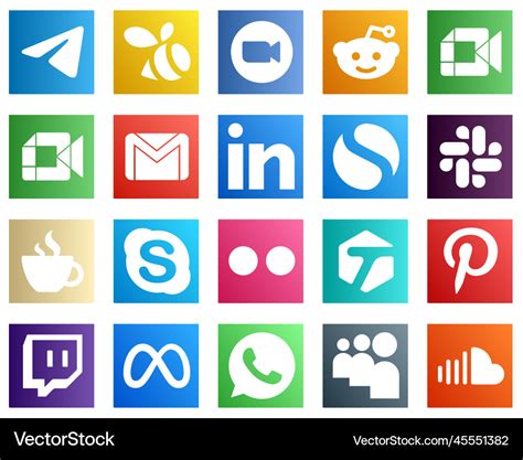 All In One Social Media Icon Set Icons Vector Image