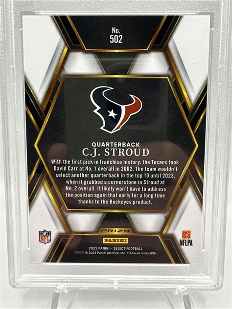 2022 Panini Select CJ Stroud Silver Prizm XRC SSP PSA 10 GEM Texans