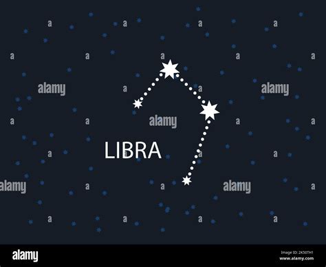 Libra Horoscope Symbol Zodiac Constellation With Stars Night Sky Map Vector Illustration Of