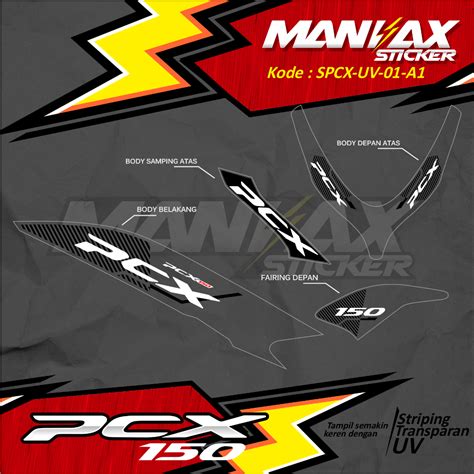 Jual STRIPING UV TRANSPARAN PCX 150 MOTIF MALAY AKSESORIS STIKER